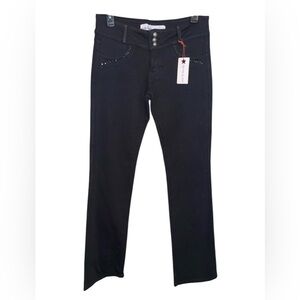 NWT Lucy in The Sky Black Stud Embellished Flared Leg Low Rise Soft Deni…